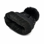 Cuff Beanie with Faux Pearl (22 x 21cm) - Black_7850113_3
