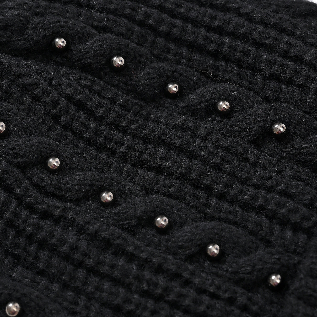 Cuff Beanie with Faux Pearl (22 x 21cm) - Black V32513338 6