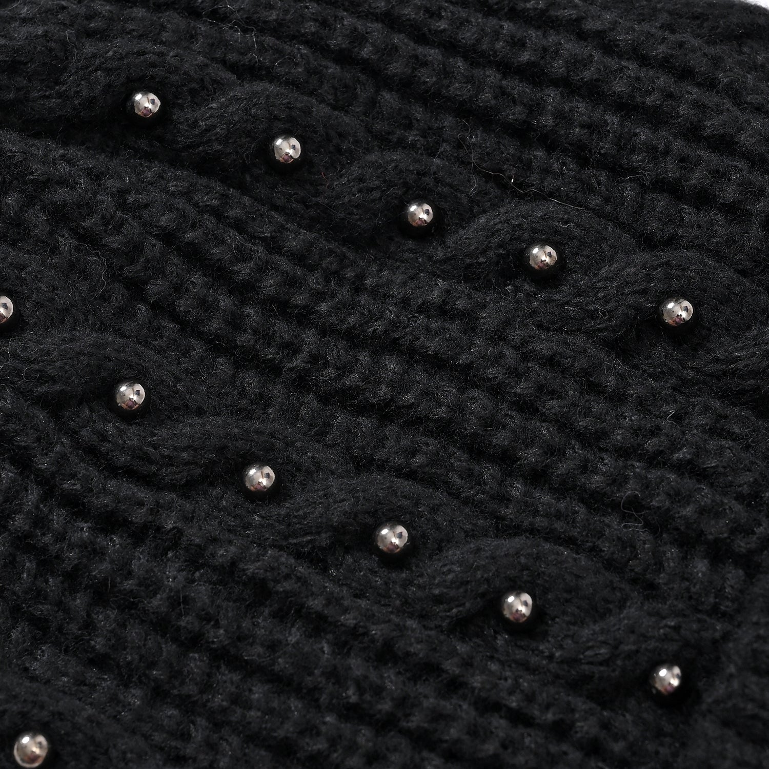 Cuff Beanie with Faux Pearl (22 x 21cm) - Black V32513338 6