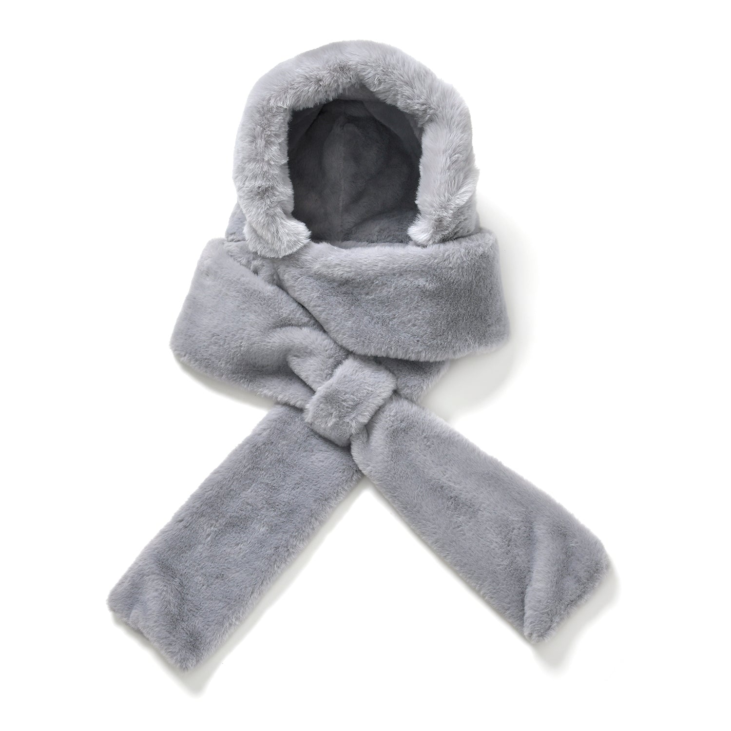 Plush Hooded Hat and Scarf Set 7850545 5