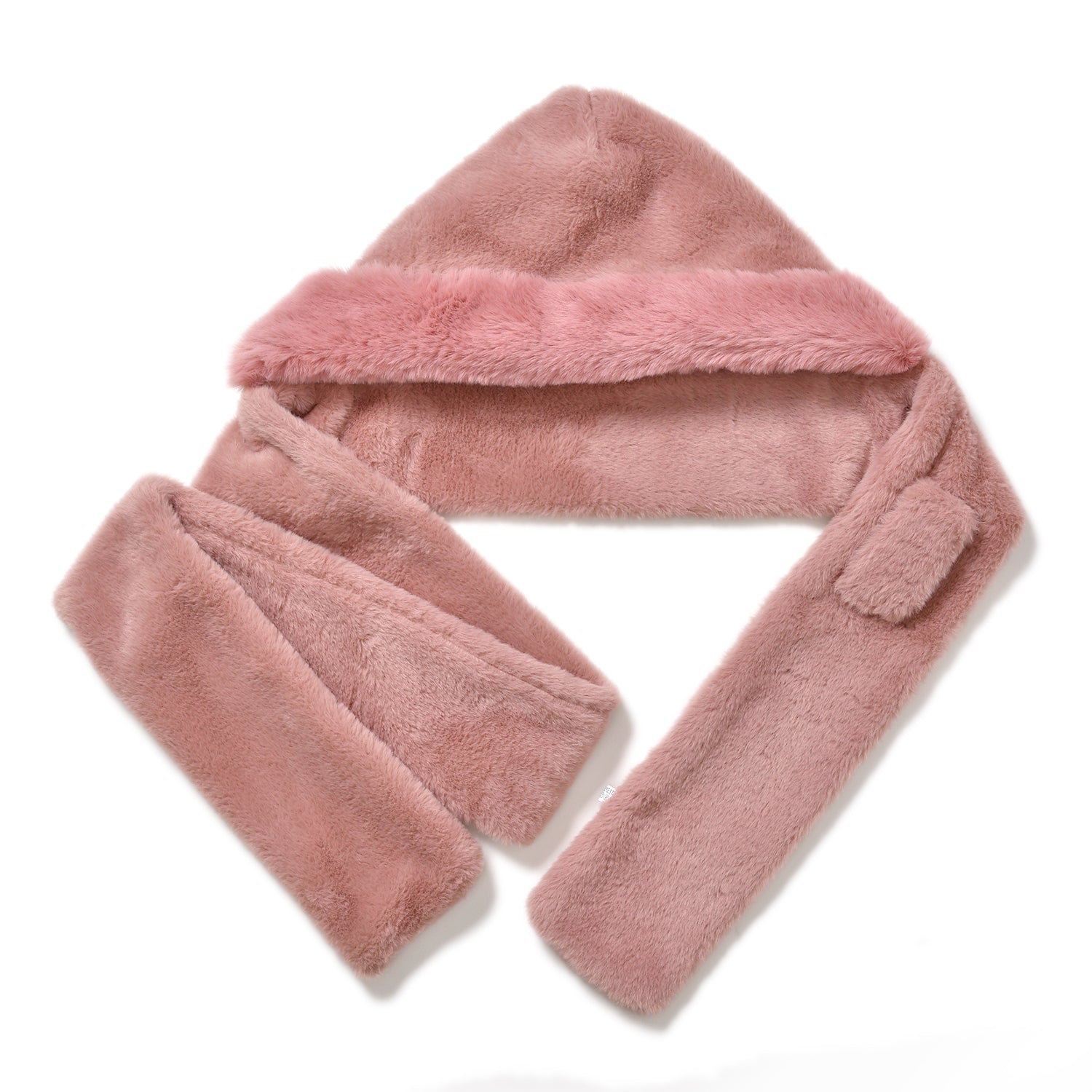 Plush Hooded Hat and Scarf Set V32354431 5