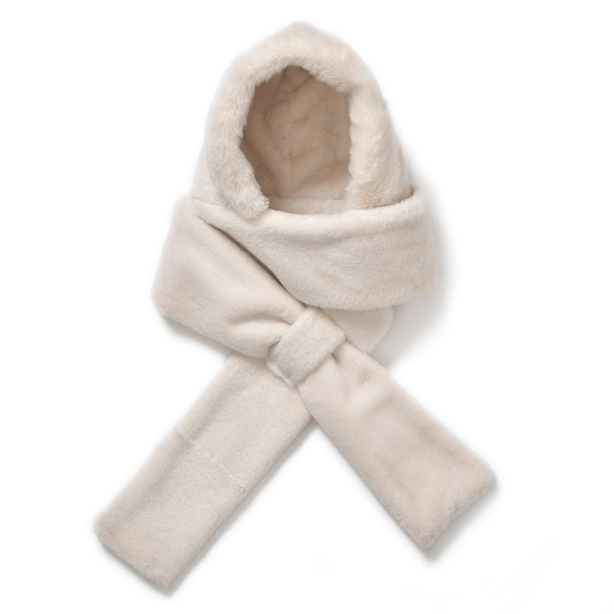 Plush Hooded Hat and Scarf Set V32350282 4