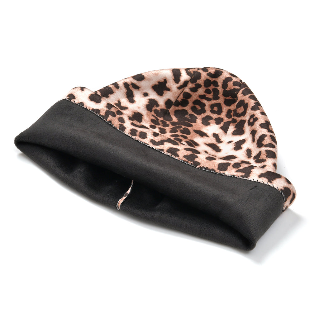 Leopard Print Benie Hat and Gloves Set - Light Brown_7850632_4