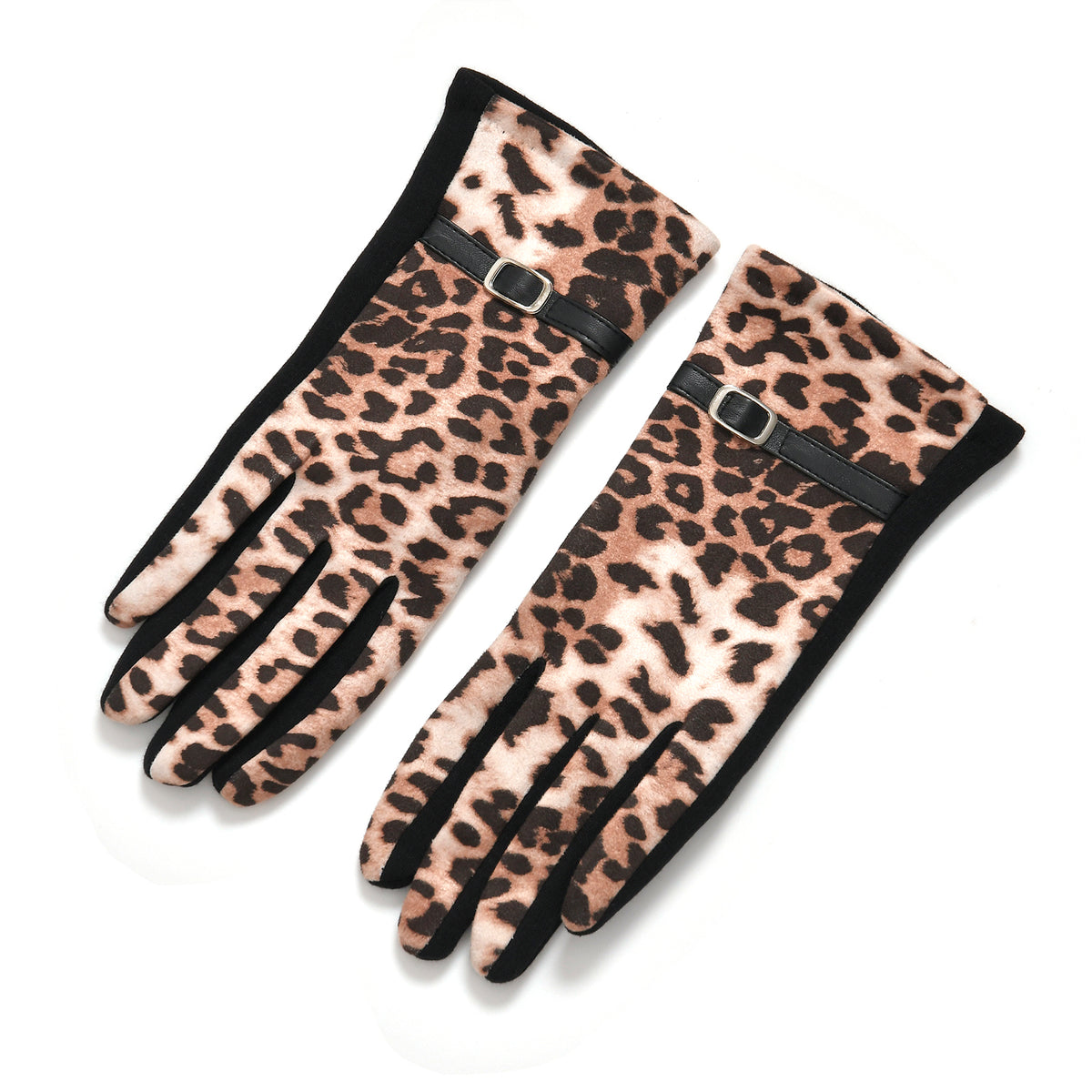 Leopard Print Benie Hat and Gloves Set V32513578 6