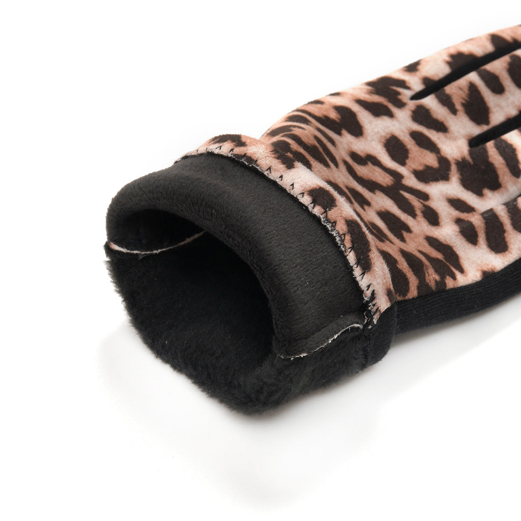 Leopard Print Benie Hat and Gloves Set - Light Brown_7850632_8