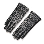 Leopard Print Benie Hat and Gloves Set - Black_7850634_5