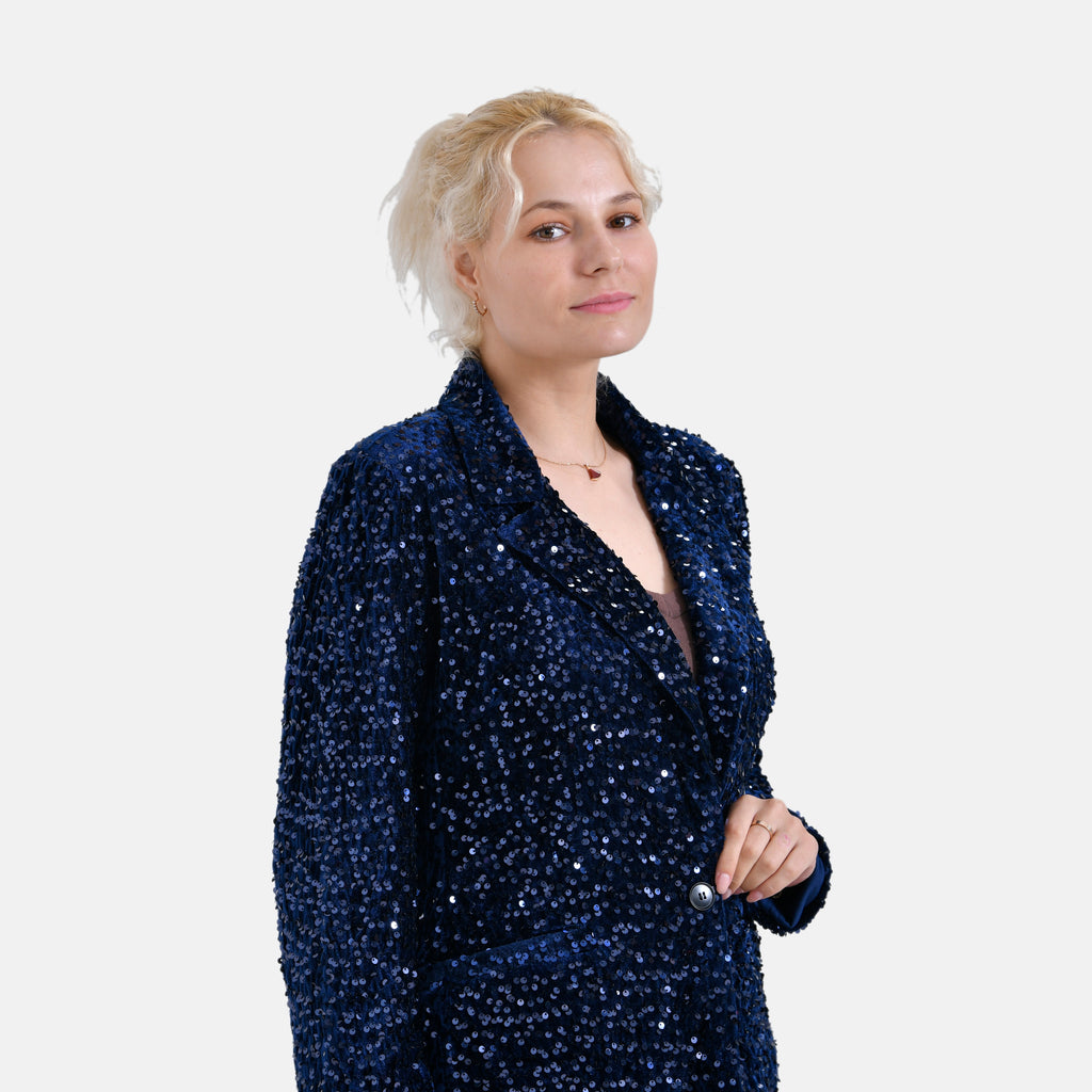 La Marey Sequin Blazer (Size L, 16 to 18) - Navy_7850635_4