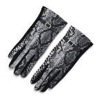 Snake Skin Print Benie Hat and Gloves Set - Grey_7850657_5