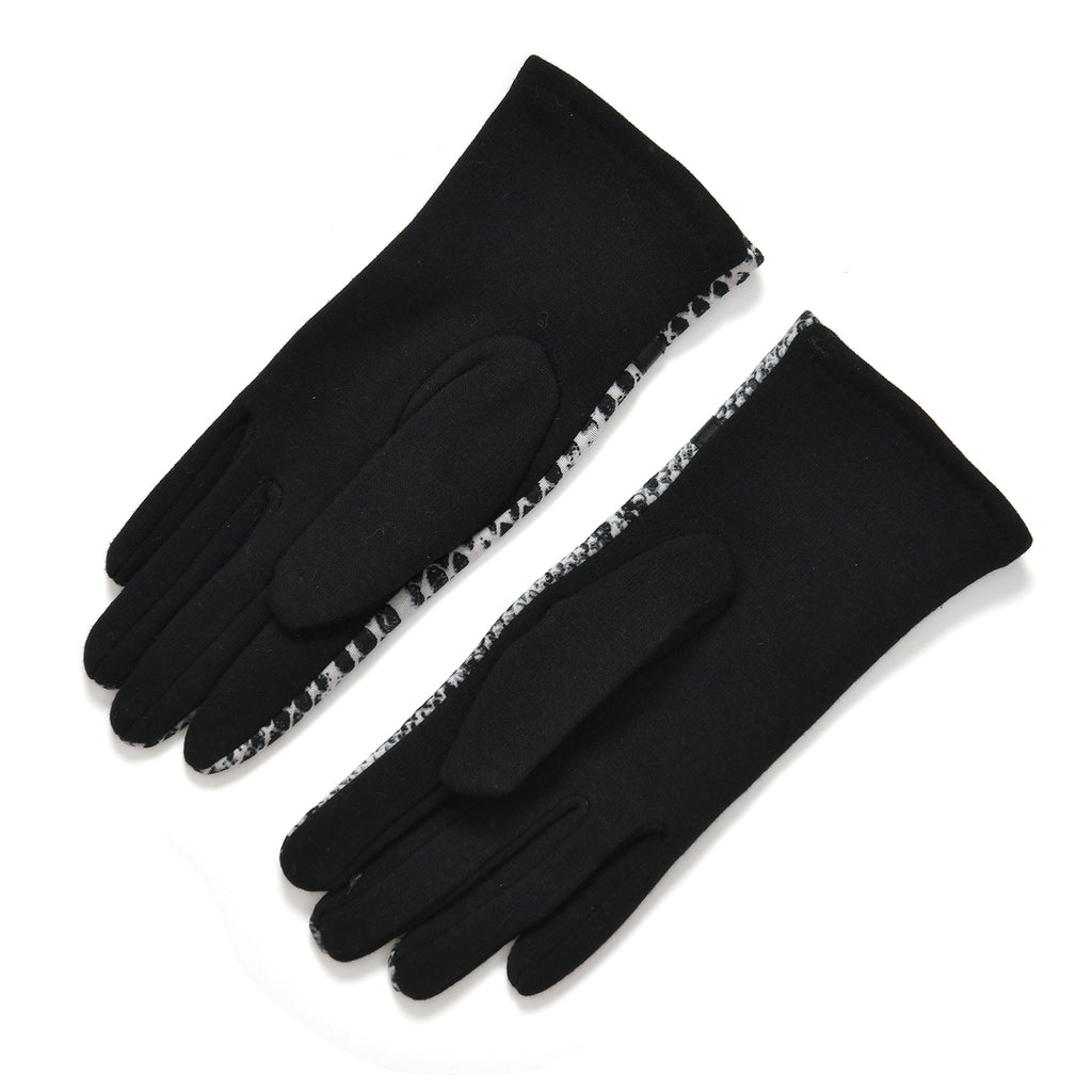Snake Skin Print Benie Hat and Gloves Set - Grey_7850657_6