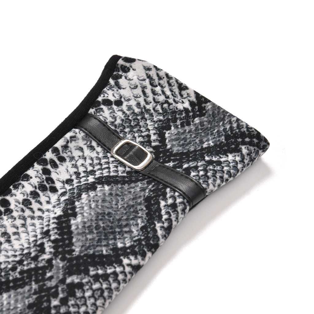 Snake Skin Print Benie Hat and Gloves Set - Grey_7850657_7