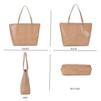 100% Genuine Leather Tote Bag (Size 39x12x27 cm) - Beige_7850851_3