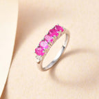Gemfields Montepuez Ruby ,  White Diamond  Ring in rhodium Sterling Silver 1.09 ct_7851030_1