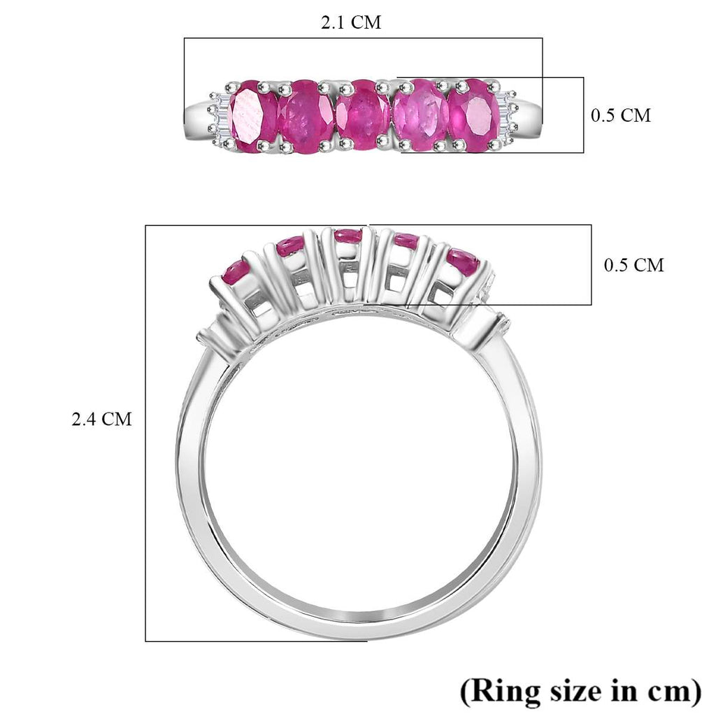 Gemfields Montepuez Ruby ,  White Diamond  Ring in rhodium Sterling Silver 1.09 ct_7851030_5
