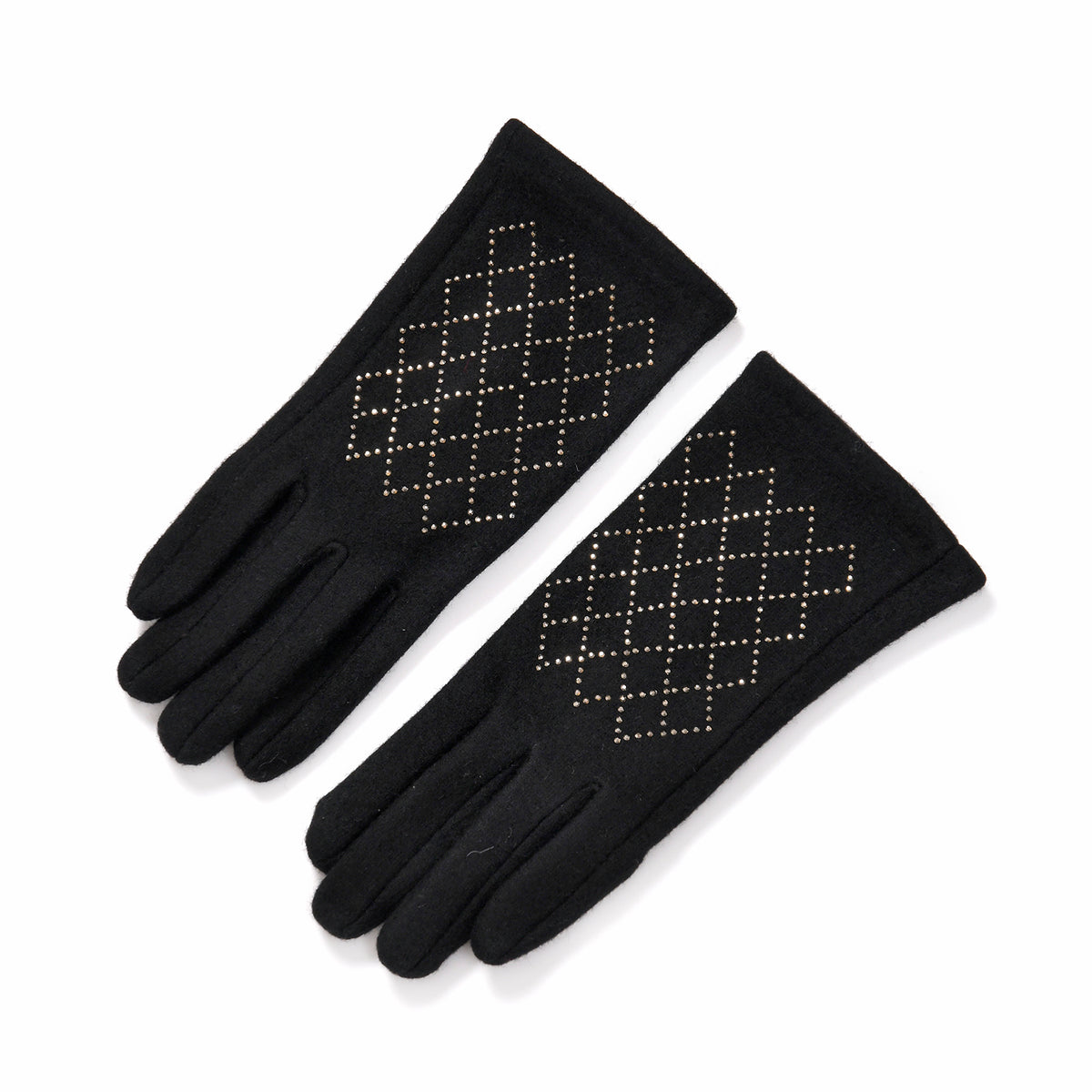 Closeout Deal - 2 Piece Set - Cashmere Diamond Pattern Hat &amp; Gloves - Black V32512814 6
