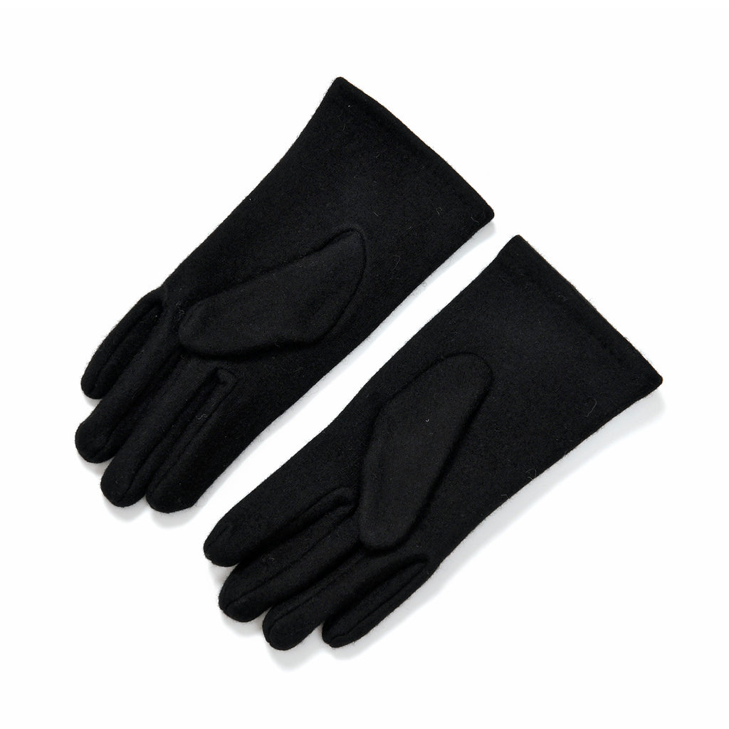 Closeout Deal - 2 Piece Set - Cashmere Diamond Pattern Hat & Gloves - Black_7851189_6