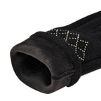 Closeout Deal - 2 Piece Set - Cashmere Diamond Pattern Hat & Gloves - Black_7851189_8
