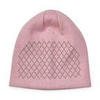 Closeout Deal - 2 Piece Set - Cashmere Diamond Pattern Hat and Gloves - Pink_7851192_13