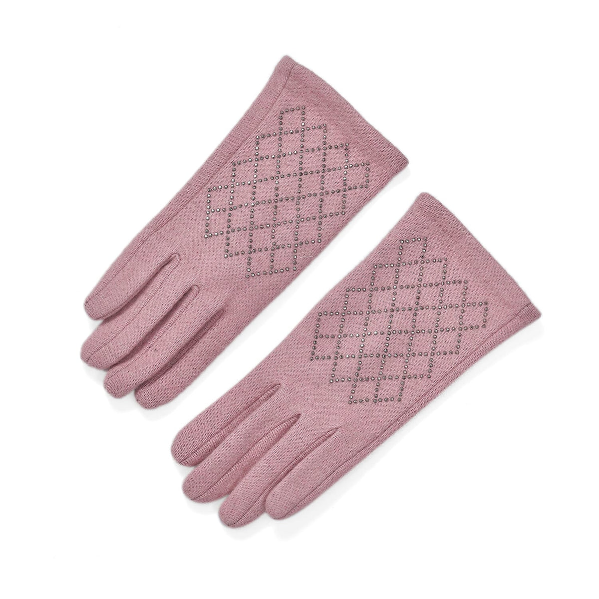 Closeout Deal - 2 Piece Set - Cashmere Diamond Pattern Hat and Gloves - Pink V32513339 7