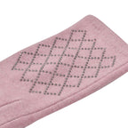Closeout Deal - 2 Piece Set - Cashmere Diamond Pattern Hat and Gloves - Pink_7851192_17