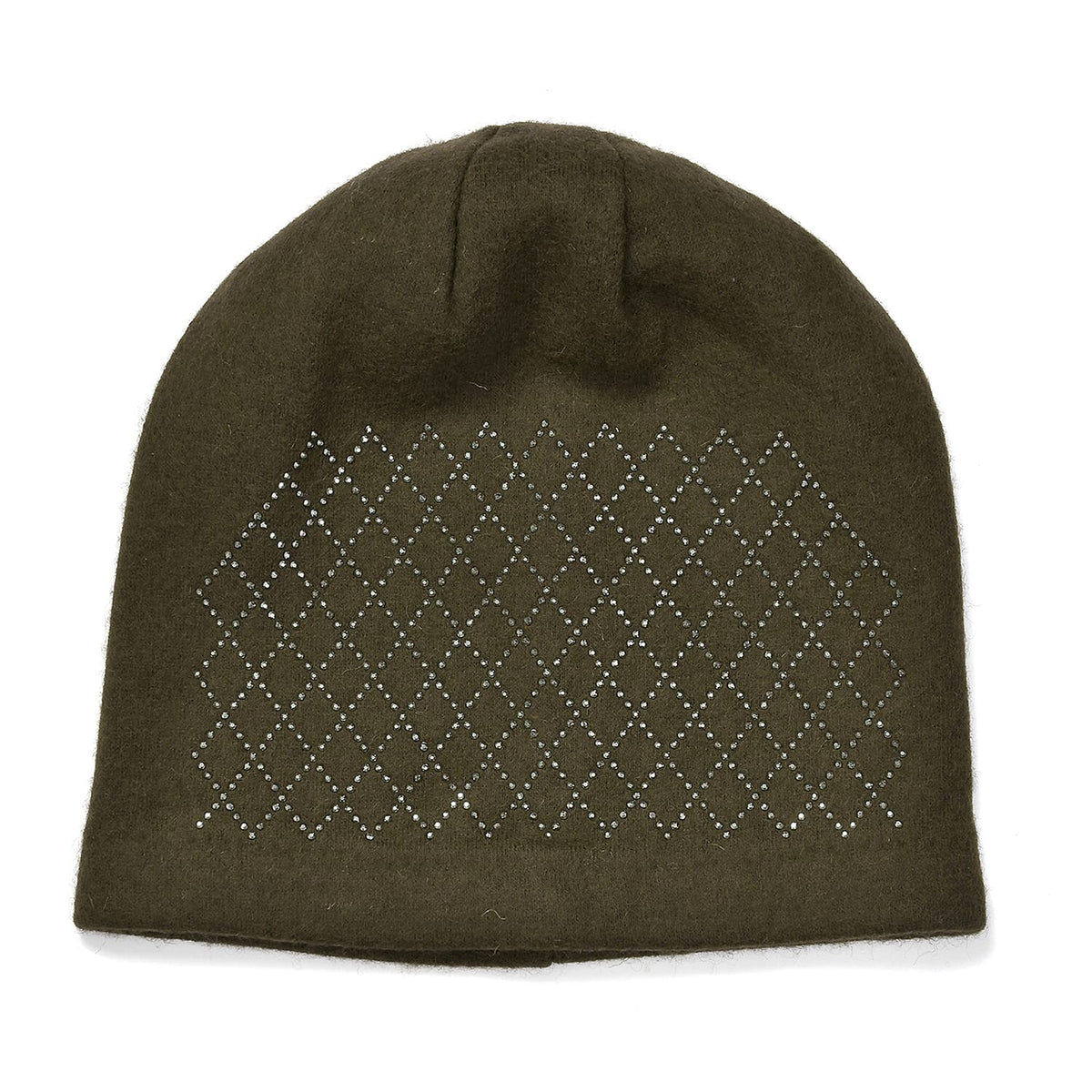 Closeout Deal - 2 Piece Set - Cashmere Diamond Pattern Hat and Gloves - Dark Green V32513823 5