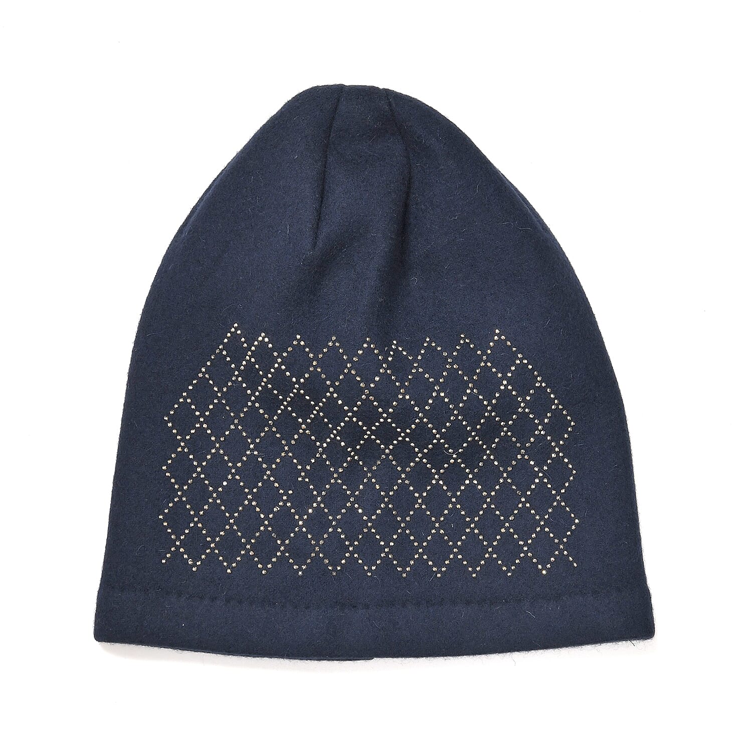 Closeout Deal - 2 Piece Set - Cashmere Diamond Pattern Hat and Gloves - Navy V32513583 5