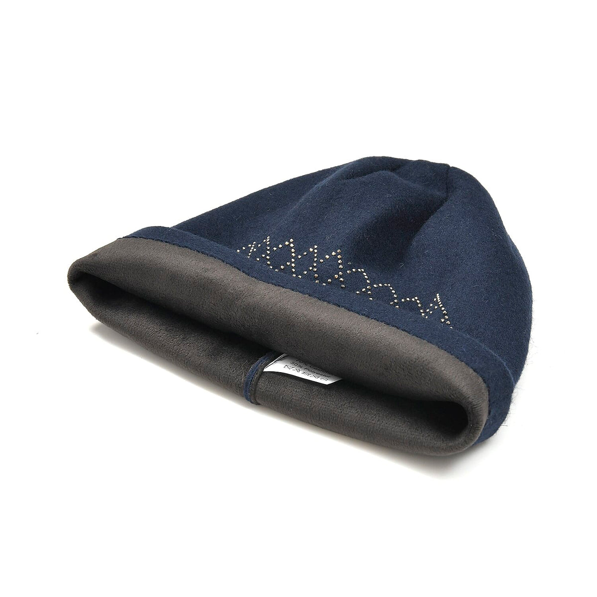 Closeout Deal - 2 Piece Set - Cashmere Diamond Pattern Hat and Gloves - Navy V32513583 6