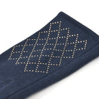 Closeout Deal - 2 Piece Set - Cashmere Diamond Pattern Hat and Gloves - Navy_7851198_17