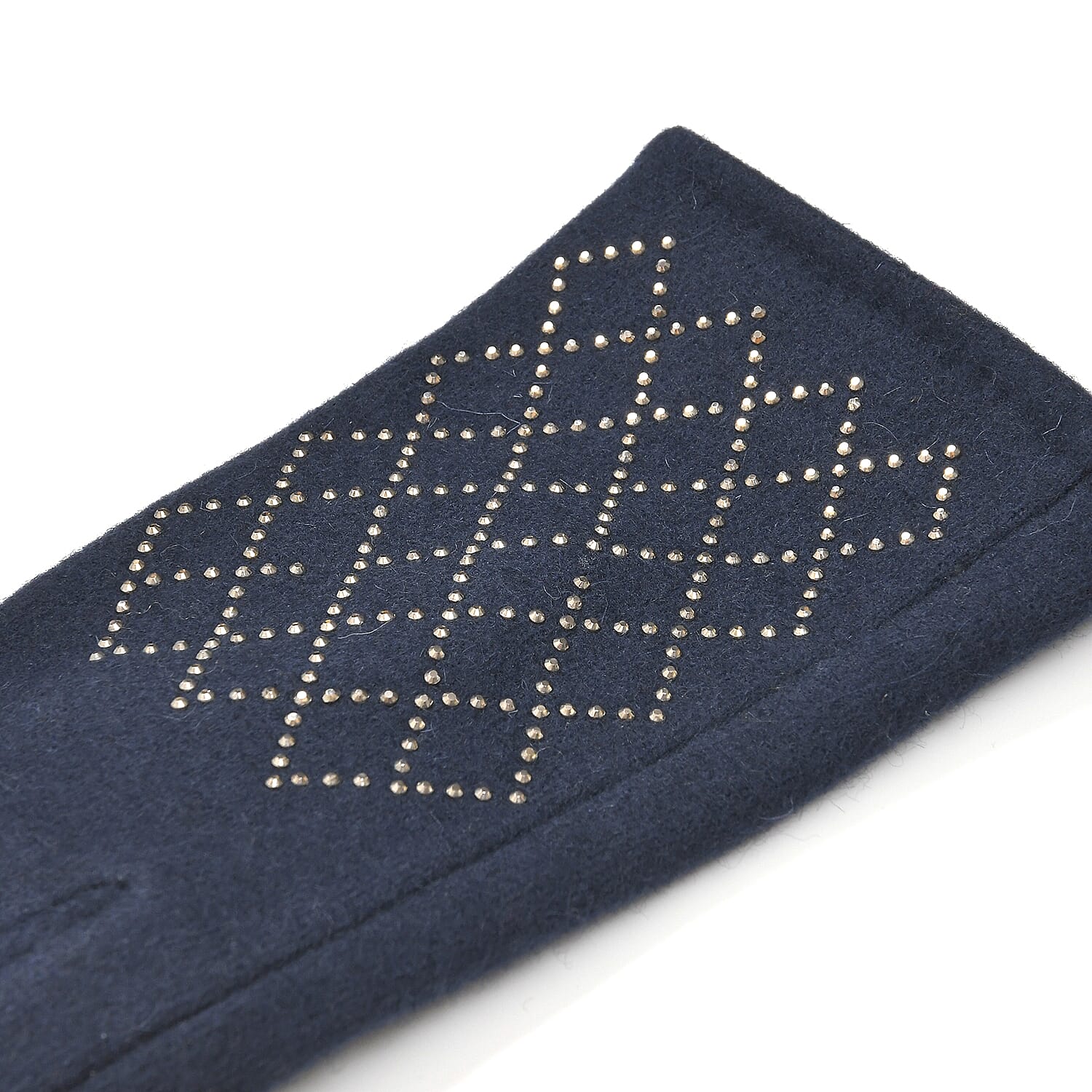 Closeout Deal - 2 Piece Set - Cashmere Diamond Pattern Hat and Gloves - Navy V32513583 9