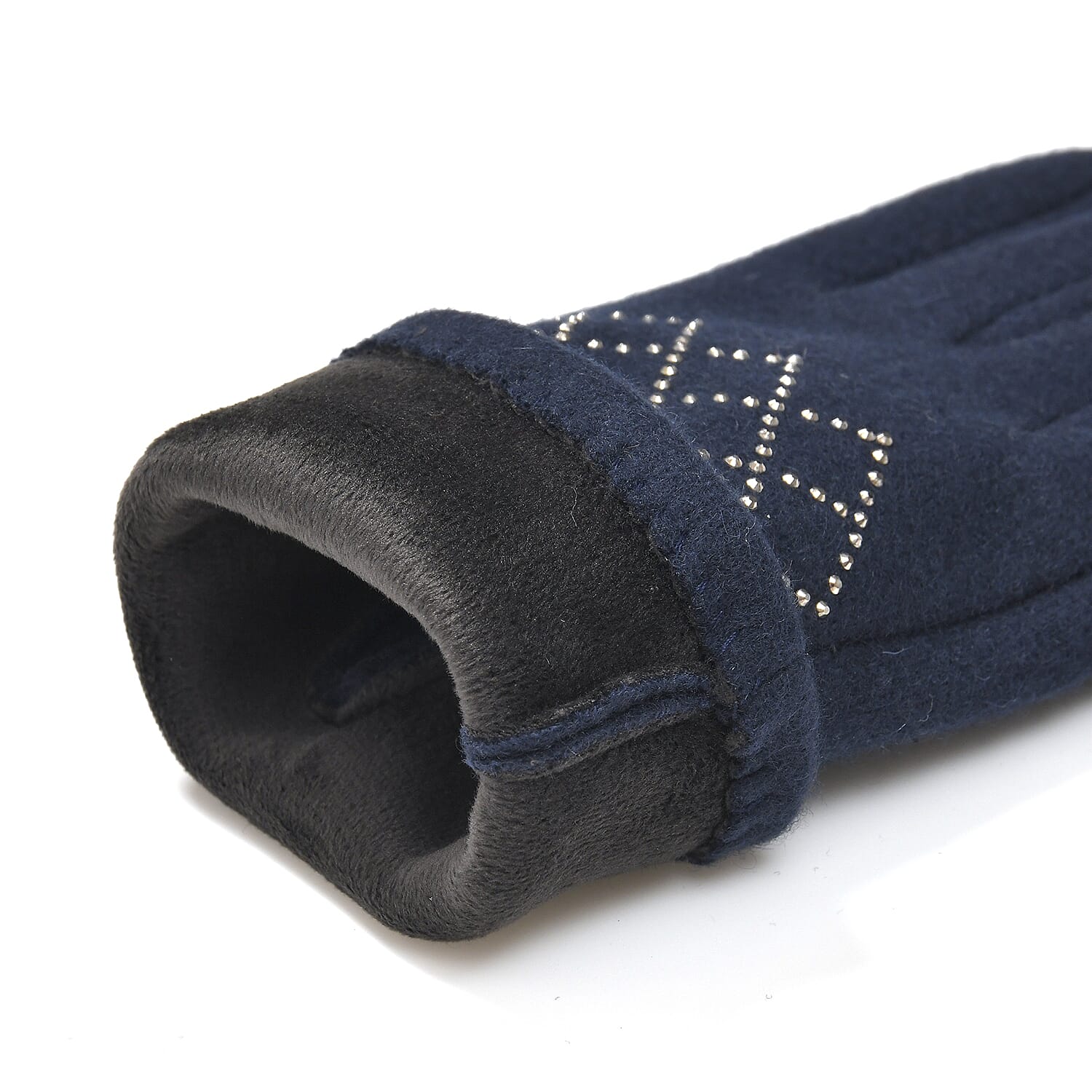 Closeout Deal - 2 Piece Set - Cashmere Diamond Pattern Hat and Gloves - Navy V32513583 10