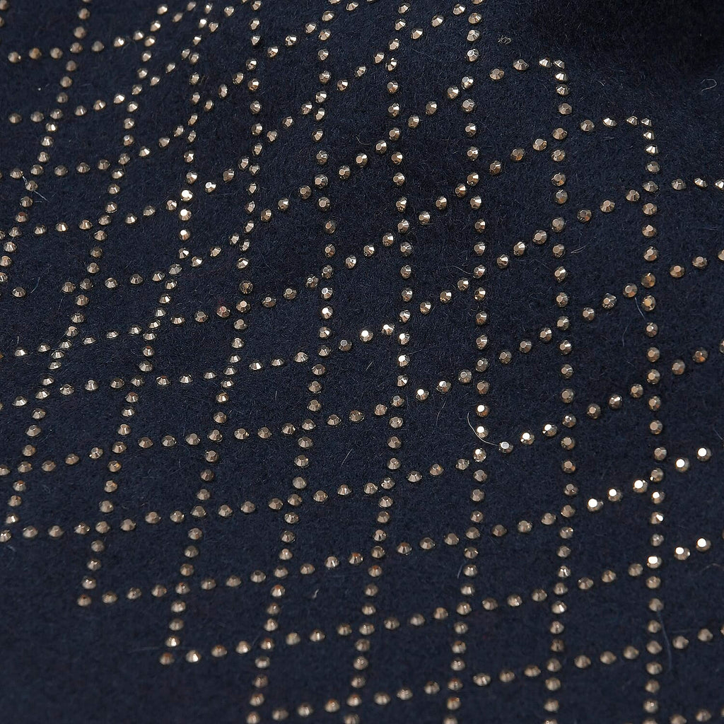 Closeout Deal - 2 Piece Set - Cashmere Diamond Pattern Hat and Gloves - Navy_7851198_19