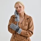 Luxury Cashmere Wool Gloves With Detailing and Fleece Lining - Grey_7851236_1