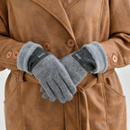 Luxury Cashmere Wool Gloves With Detailing and Fleece Lining - Grey_7851236_2