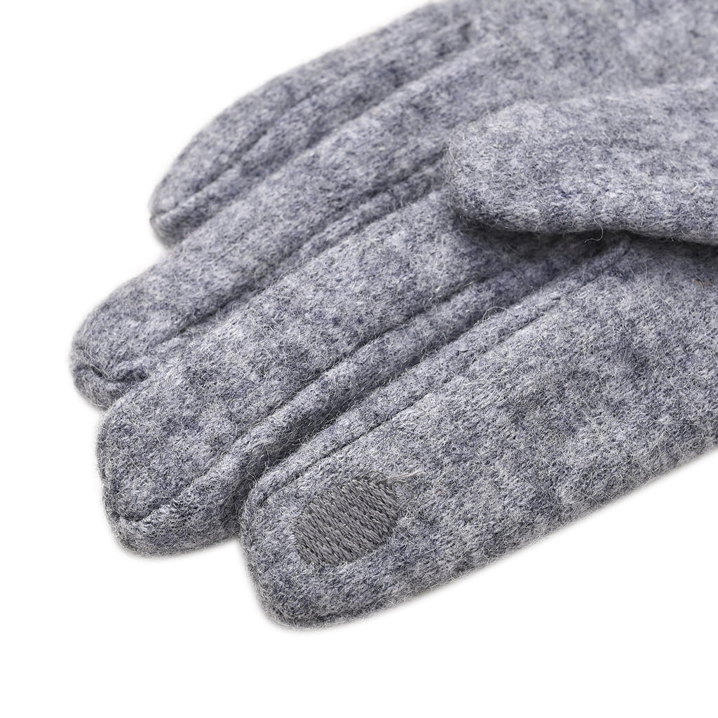 Luxury Cashmere Wool Gloves With Detailing and Fleece Lining - Grey_7851236_5