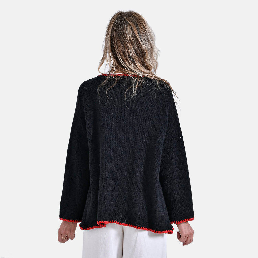 Tamsy Blanket Stitch Jacket (One Size) - Black & Red_7851741_1