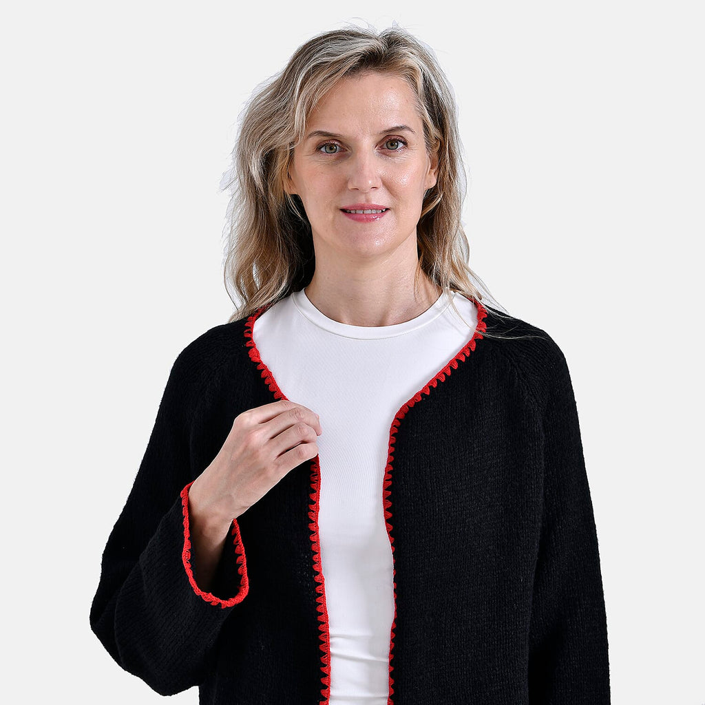 Tamsy Blanket Stitch Jacket (One Size) - Black & Red_7851741_4