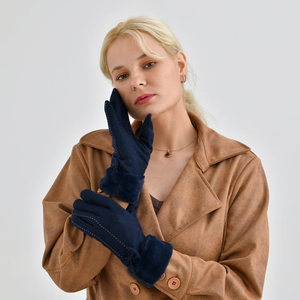 One Time Closeout - Cashmere Wool Gloves (24 x 9cm) - Navy_7852911_1