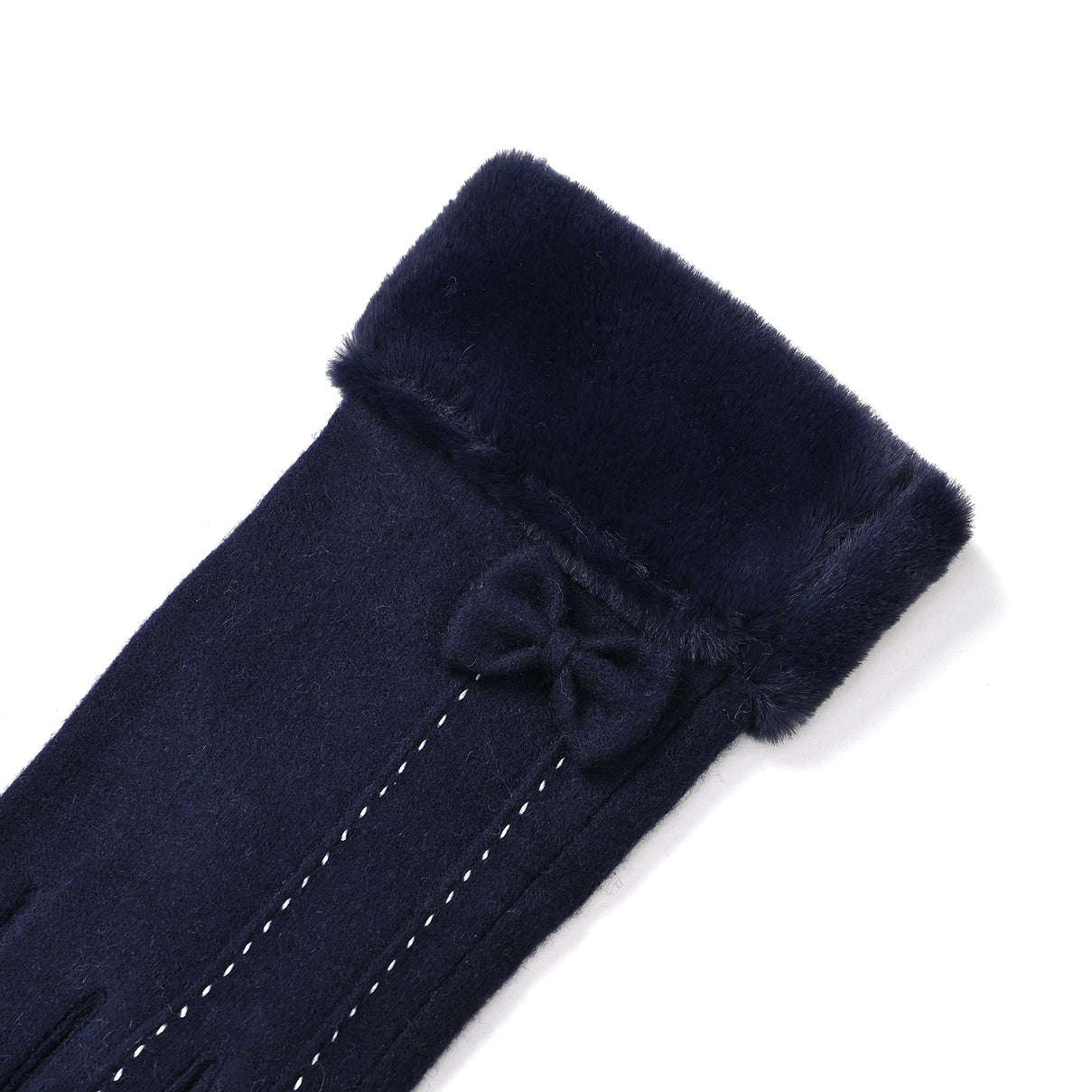 Cashmere-Blend Winter Gloves with Faux Fur Trim and Bow Detail - Touchscreen Friendly V32515193 5