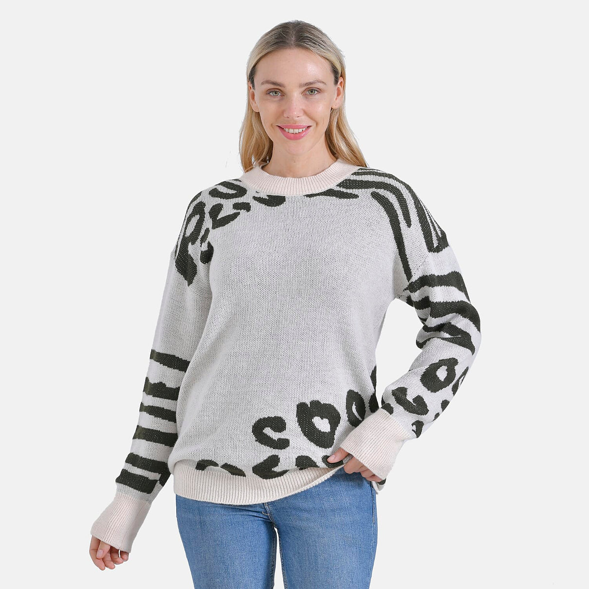 La Marey R-Neck Leopard Print Jumper (Size L-XL) 7852931 0