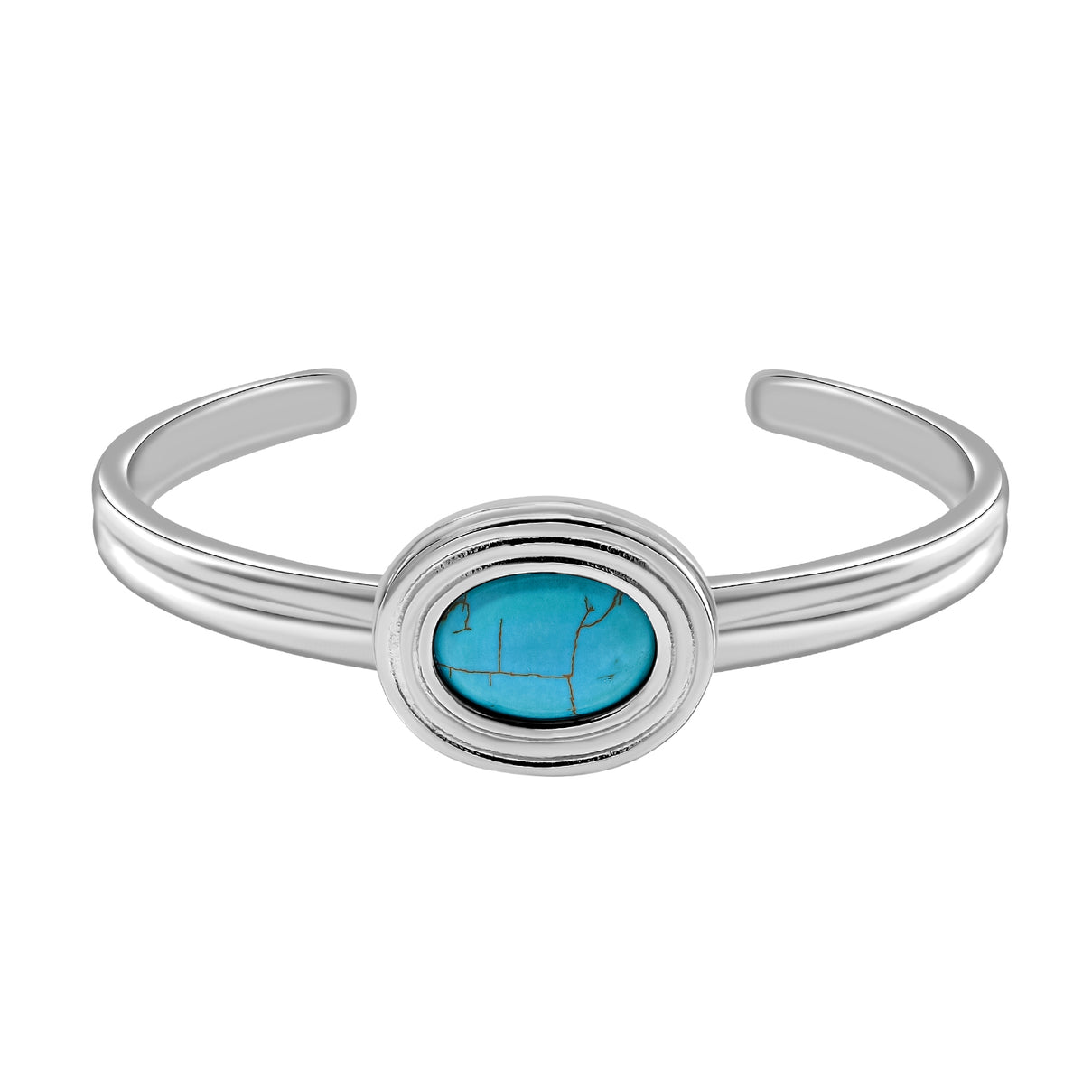 One Time Closeout Deal -  Cuff Bangle with 7 Interchangeable Gemstones - Lapis, Coral, Malachite, Tiger Eye, Howlite, Shungite and Rose quartz V32520875 2