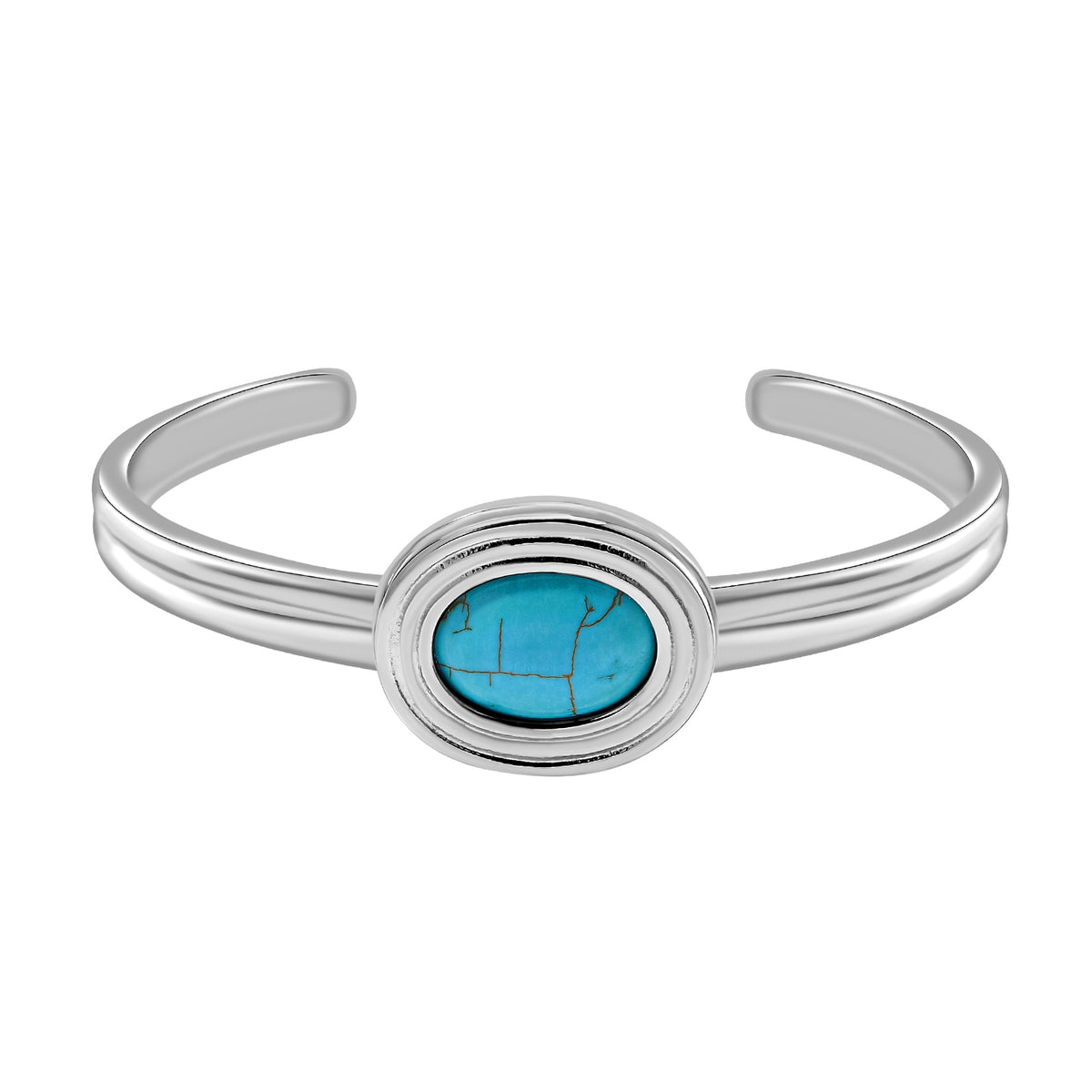 One Time Closeout Deal -  Cuff Bangle with 7 Interchangeable Gemstones - Lapis, Coral, Malachite, Tiger Eye, Howlite, Shungite and Rose quartz V32520875 2
