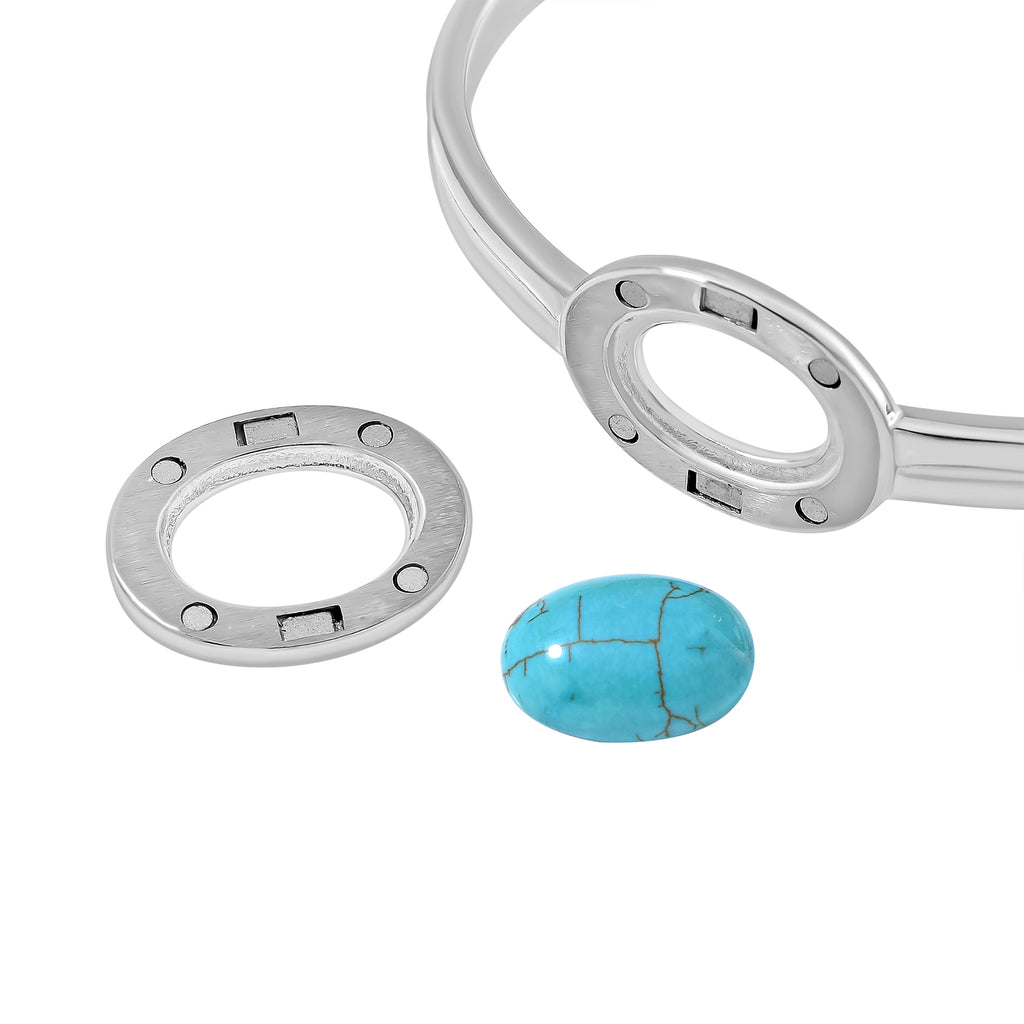 One Time Closeout Deal - Set Of 7 Stones - Interchangeable Multi Gemstone Cuff Bangle (Size - 7)_7853708_5