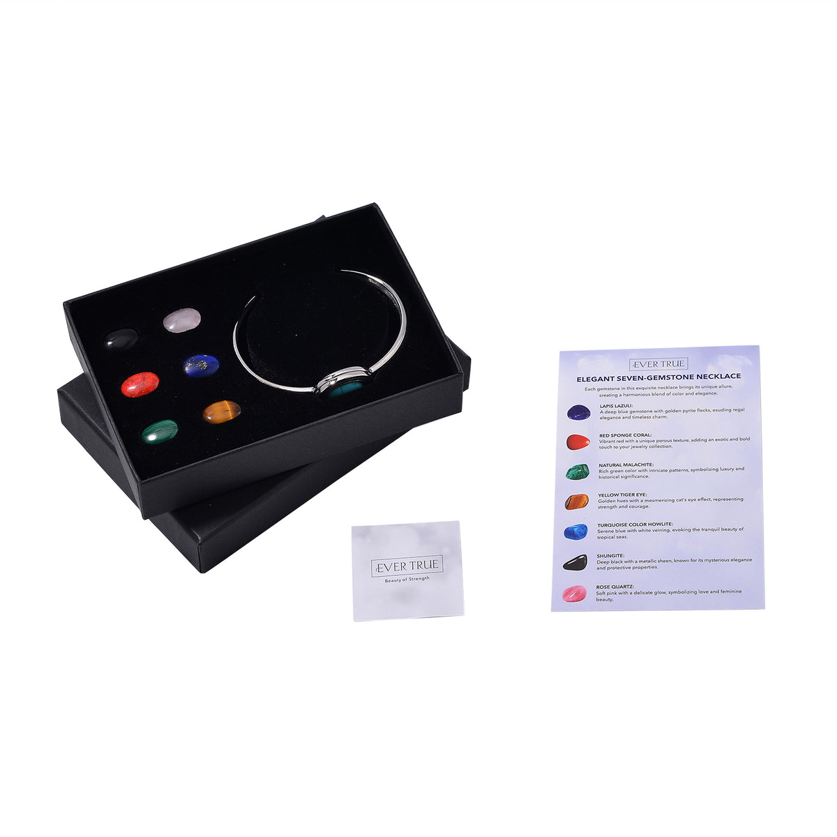 One Time Closeout Deal -  Cuff Bangle with 7 Interchangeable Gemstones - Lapis, Coral, Malachite, Tiger Eye, Howlite, Shungite and Rose quartz V32520875 7