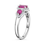 Gemfields Montepuez Ruby ,  White Zircon  Main Stone With Side Stone Ring in rhodium Sterling Silver 1.78 ct_7853816_3
