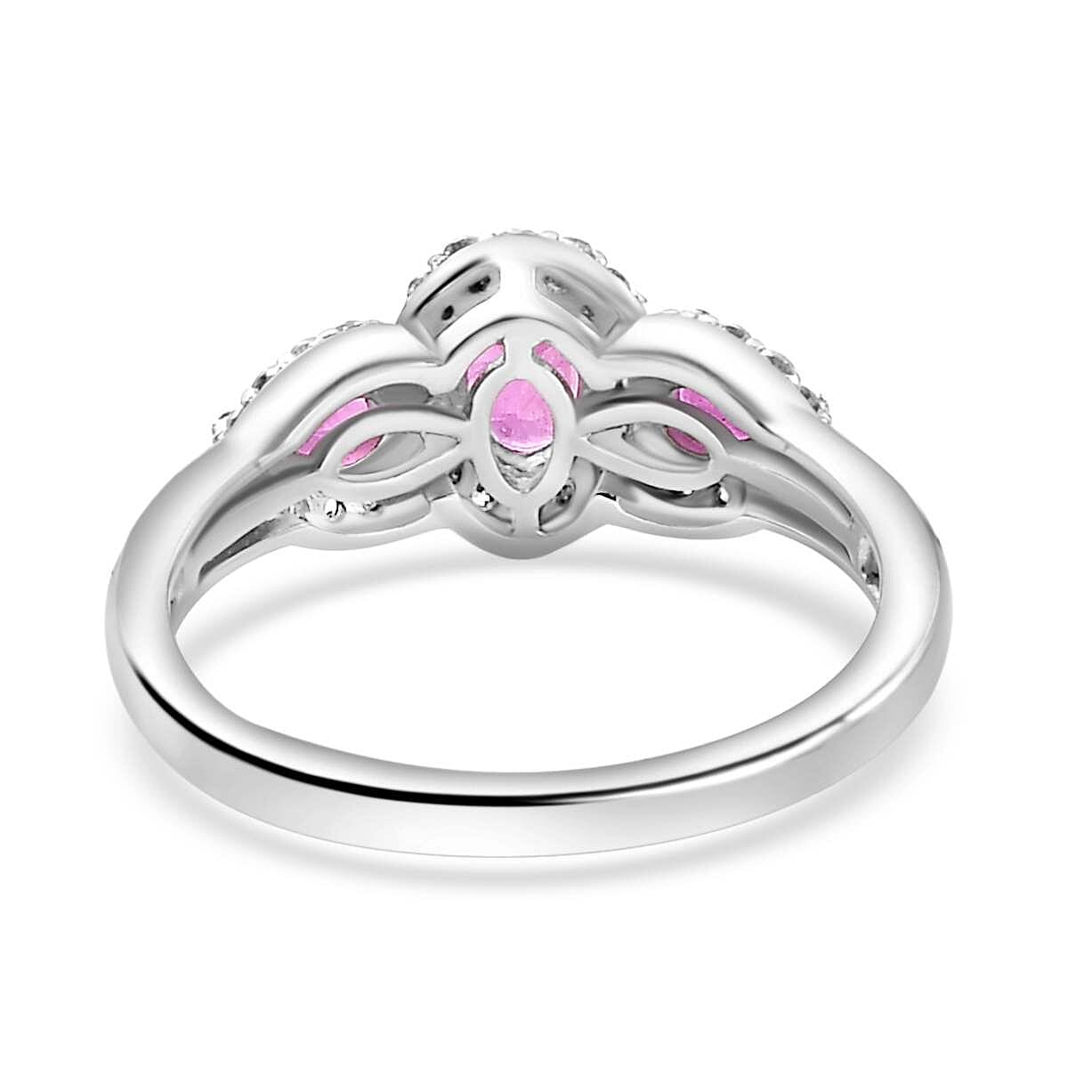 Mozambique Ruby, White Zircon Ring in Rhodium Overlay Sterling Silver V32515668 4