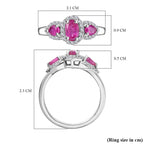 Gemfields Montepuez Ruby ,  White Zircon  Main Stone With Side Stone Ring in rhodium Sterling Silver 1.78 ct_7853818_5