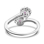 Gemfields Montepuez Ruby ,  White Zircon  Bypass Ring in rhodium Sterling Silver 1.44 ct_7854250_4