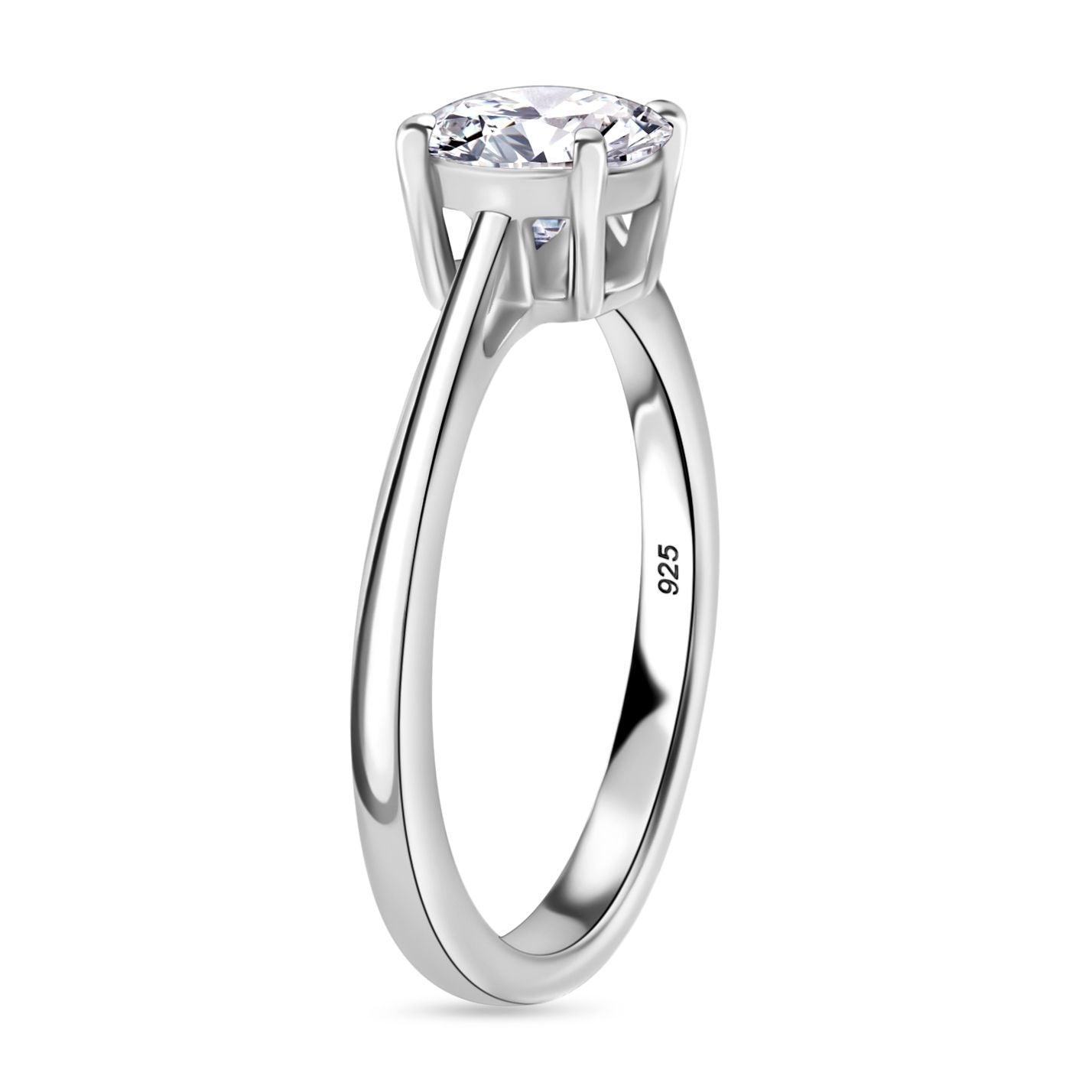 Moissanite Solitaire Ring in Platinum Overlay Sterling Silver 1.00 ct V32519224 4