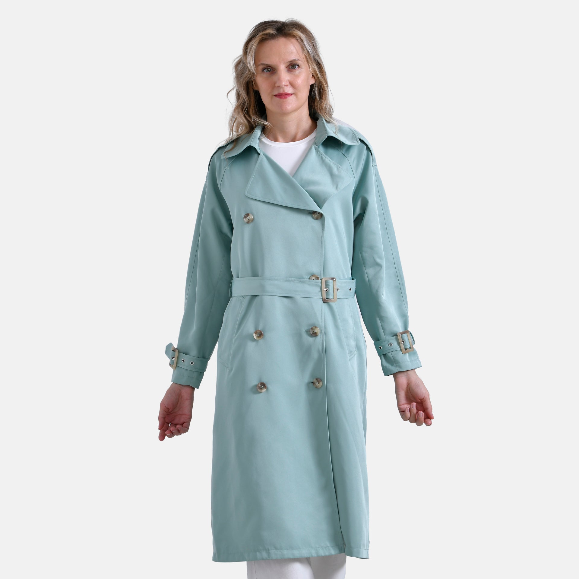 La Marey Ladies Trench Coat with Waist Belt (L) - Green 7855968 2