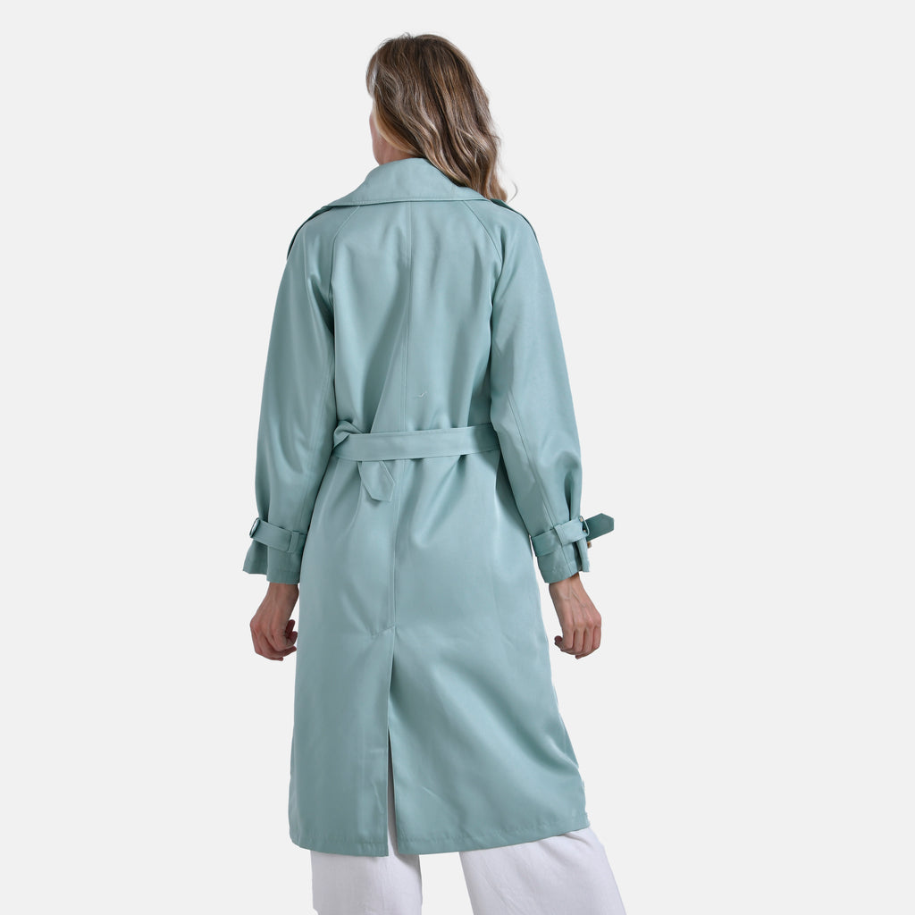 La Marey Ladies Trench Coat with Waist Belt (Size L) - Green_7855968_2
