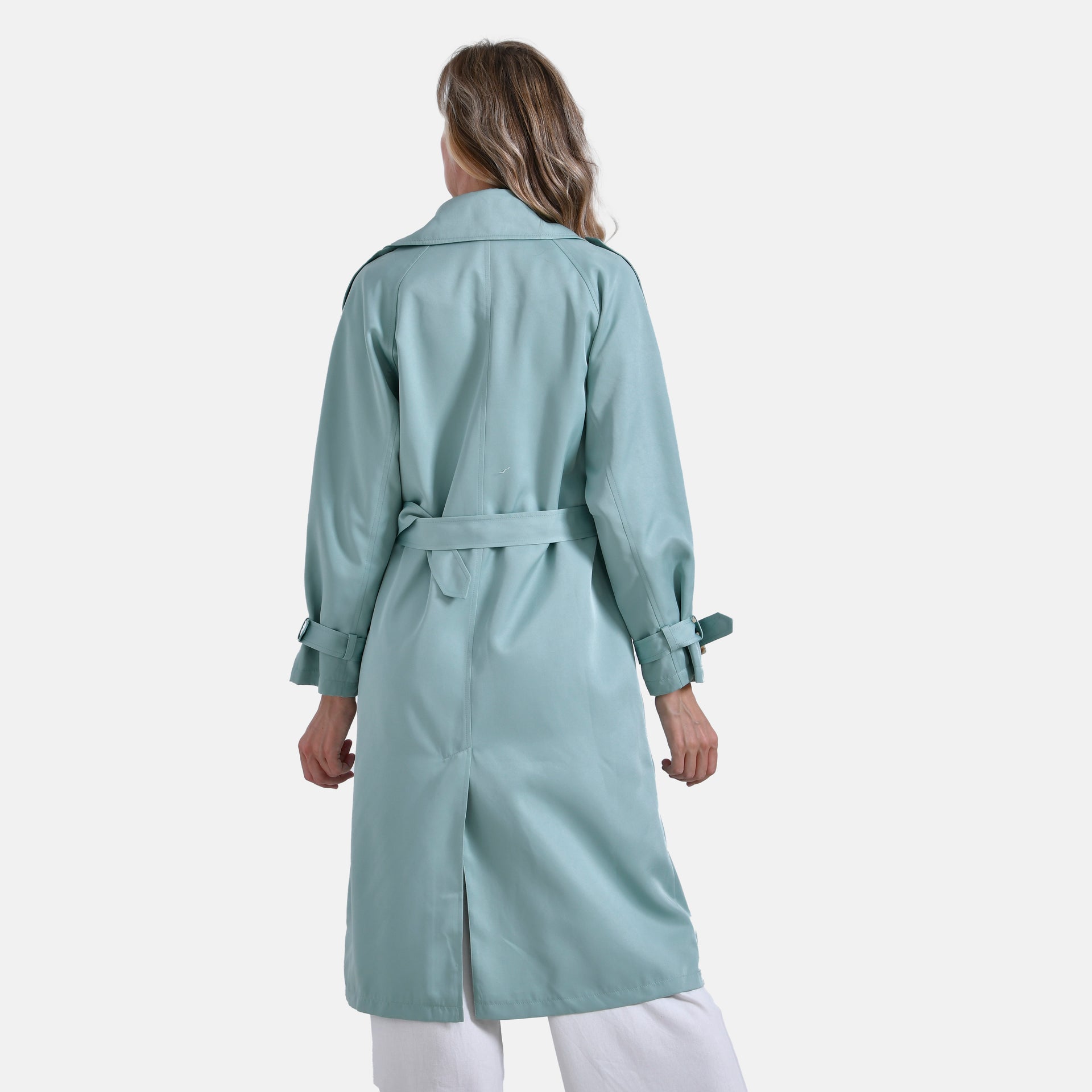 La Marey Ladies Trench Coat with Waist Belt (L) - Green 7855968 3